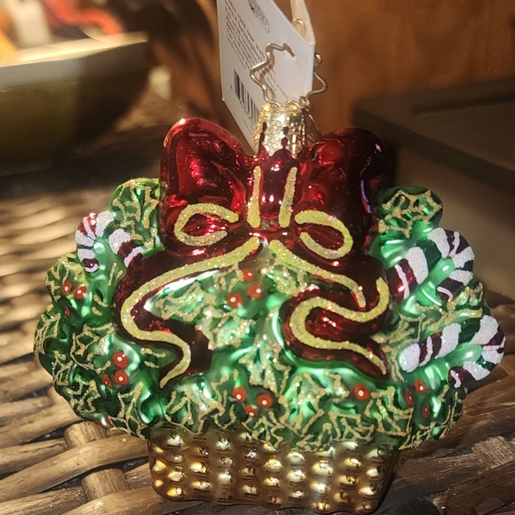 authentic collectible Christopher Radko hand crafted basket of holly - Picture 1 of 5